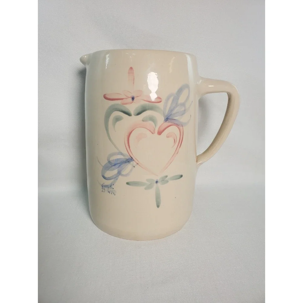 Vintage Hearts‎ Pitcher/Jug•Melinda Hart Signed•Marshall TX Ellis Prod. Pottery